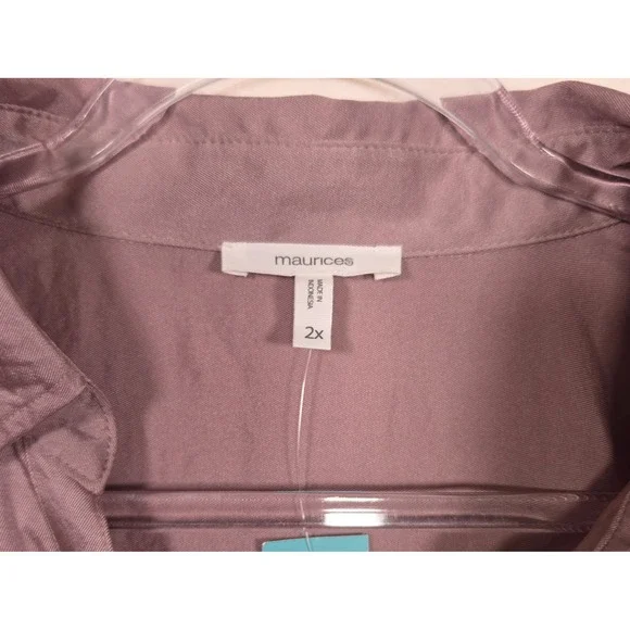 Maurices Button Down Shirt Womens 2X Mauve Satin Minimalist Office Professional - Picture 3 of 14